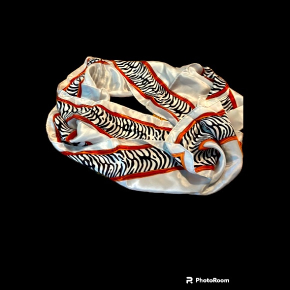 FREE or 4/$20 -Scarf 10x48” zebra stripe satiny -read detail